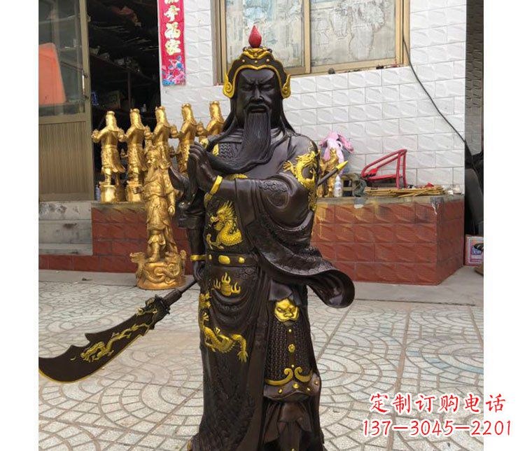 聊城铜雕镇宅关公寺庙神像雕塑摆件 (2)