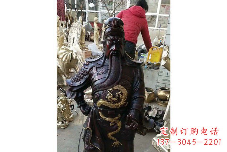 聊城铜雕镇宅关公寺庙神像雕塑摆件 (4)