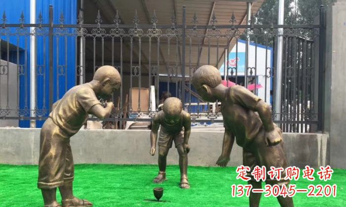 聊城玩陀螺儿童铜雕