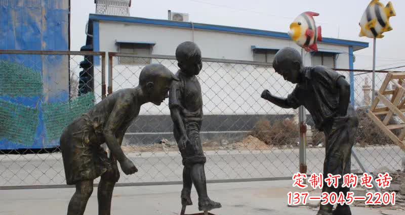 聊城玩陀螺人物铜雕