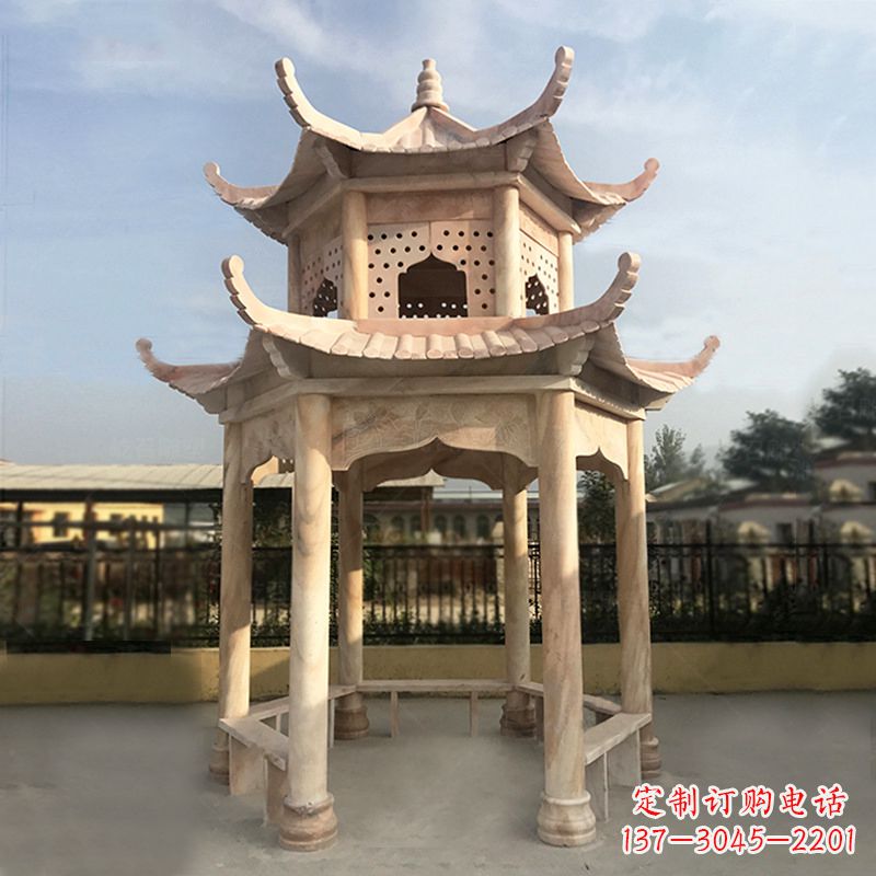 聊城晚霞红大理石凉亭雕塑