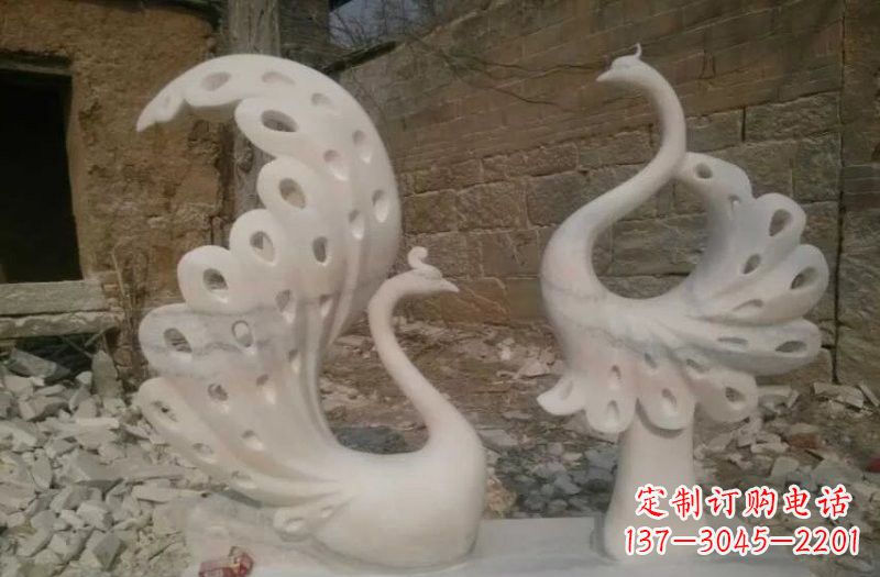 聊城晚霞红抽象石雕孔雀