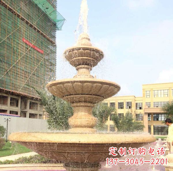 聊城晚霞红大型多层喷泉石雕