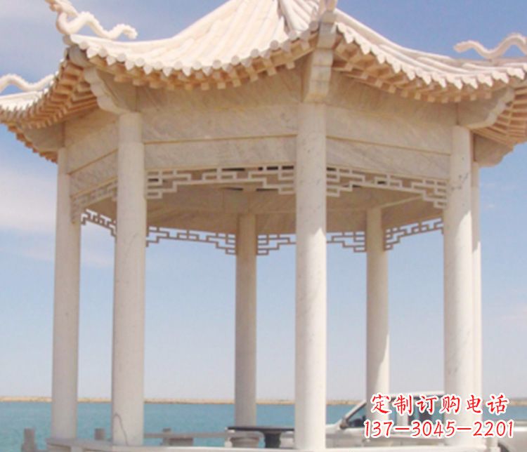 聊城晚霞红单层凉亭石雕
