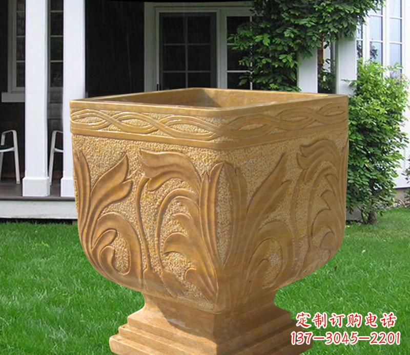 聊城晚霞红雕刻景观花盆雕塑