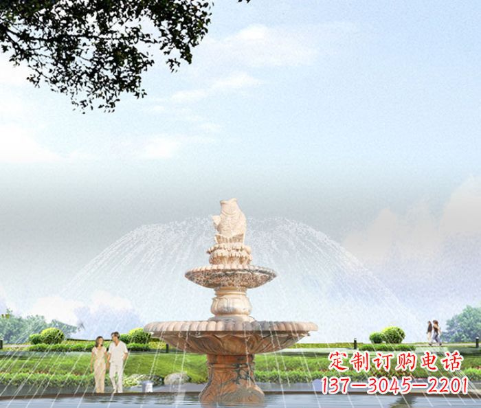 聊城晚霞红多层大型石雕喷泉 (4)