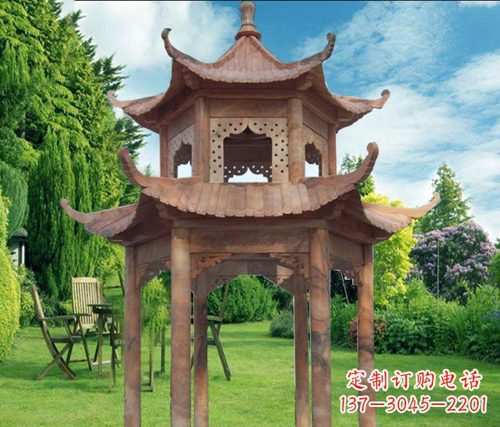 聊城晚霞红公园建筑凉亭