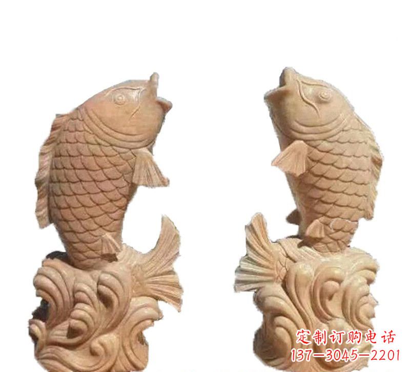 聊城晚霞红公园喷水鲤鱼石雕