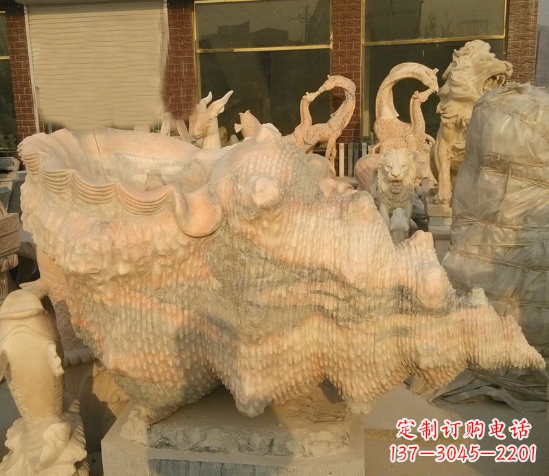 聊城晚霞红海螺石雕