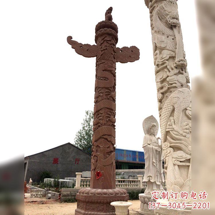 聊城晚霞红华表石柱