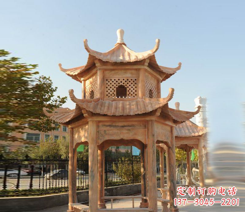 聊城晚霞红景区休息凉亭