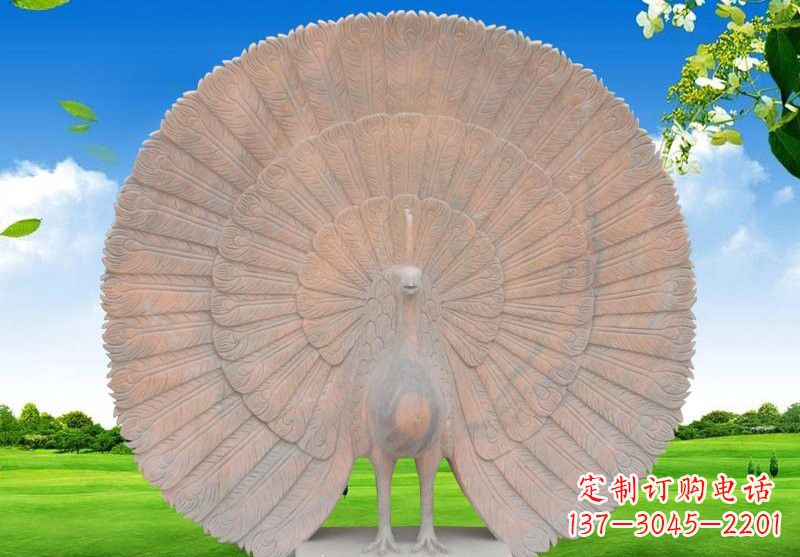 聊城晚霞红开屏孔雀雕塑