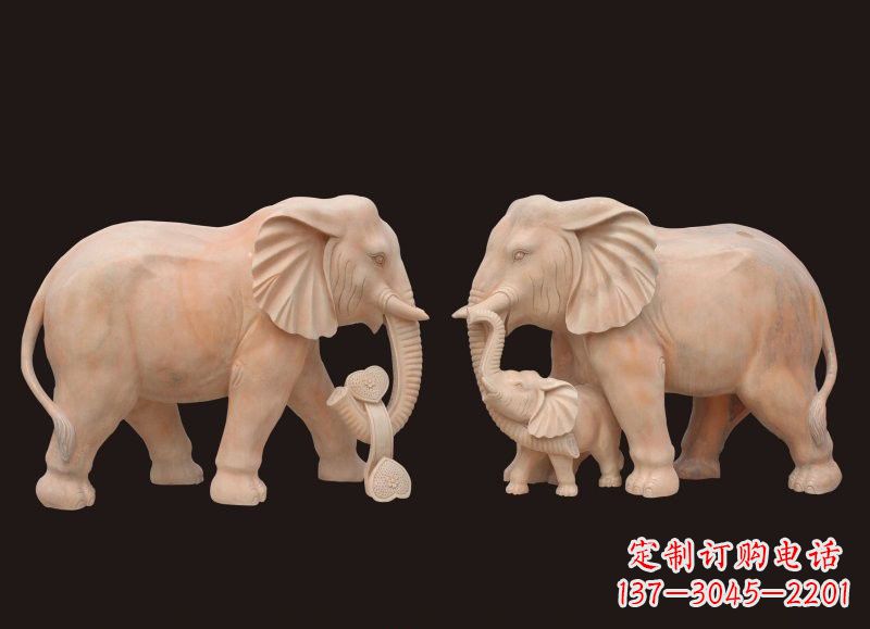 聊城晚霞红母子大象雕塑