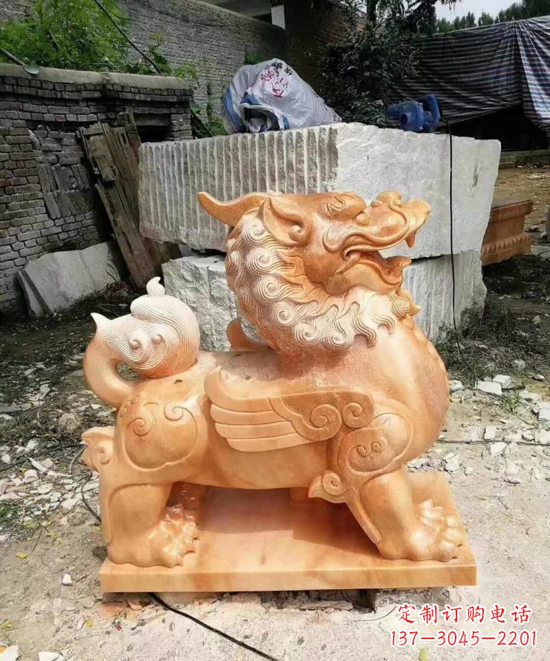 聊城晚霞红貔貅雕塑1