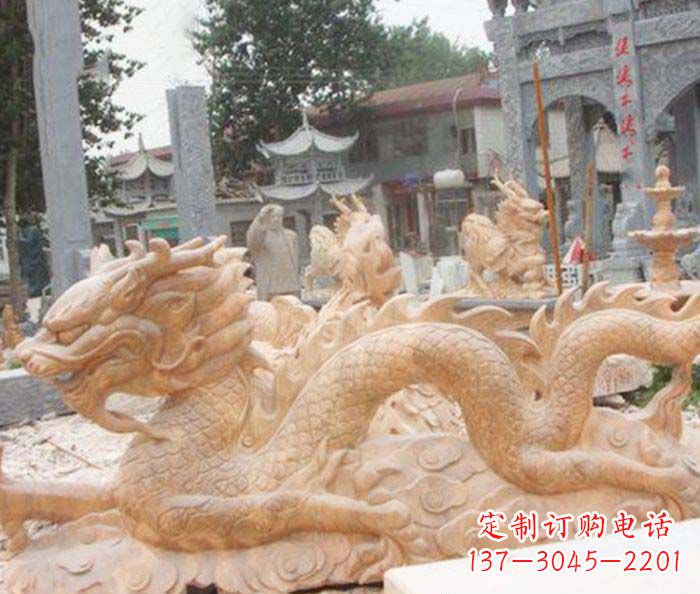 聊城晚霞红生肖龙石雕