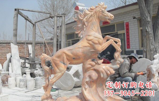 聊城晚霞红踏浪奔马石雕222