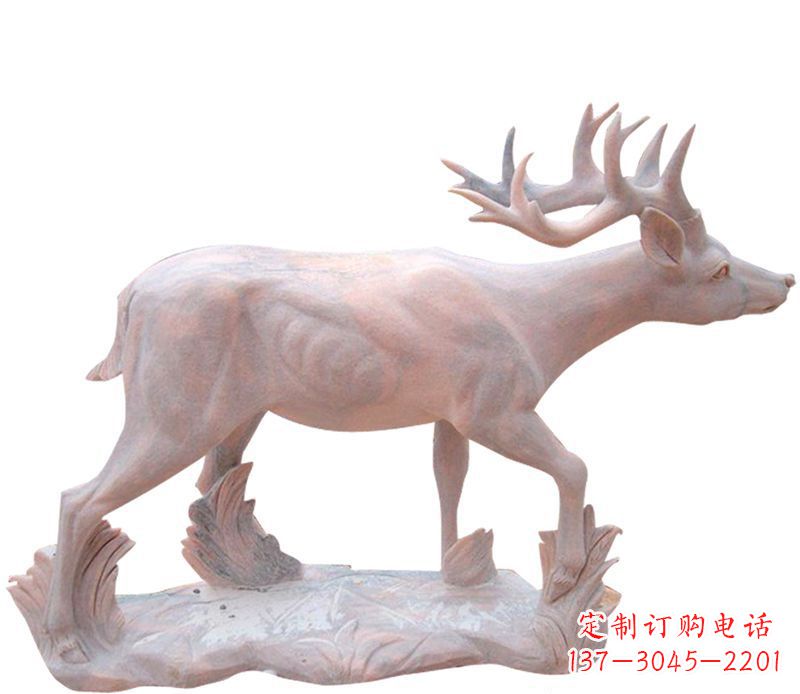 聊城晚霞红小鹿石雕