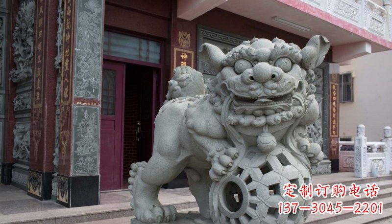 聊城网球狮石雕南方狮子雕塑