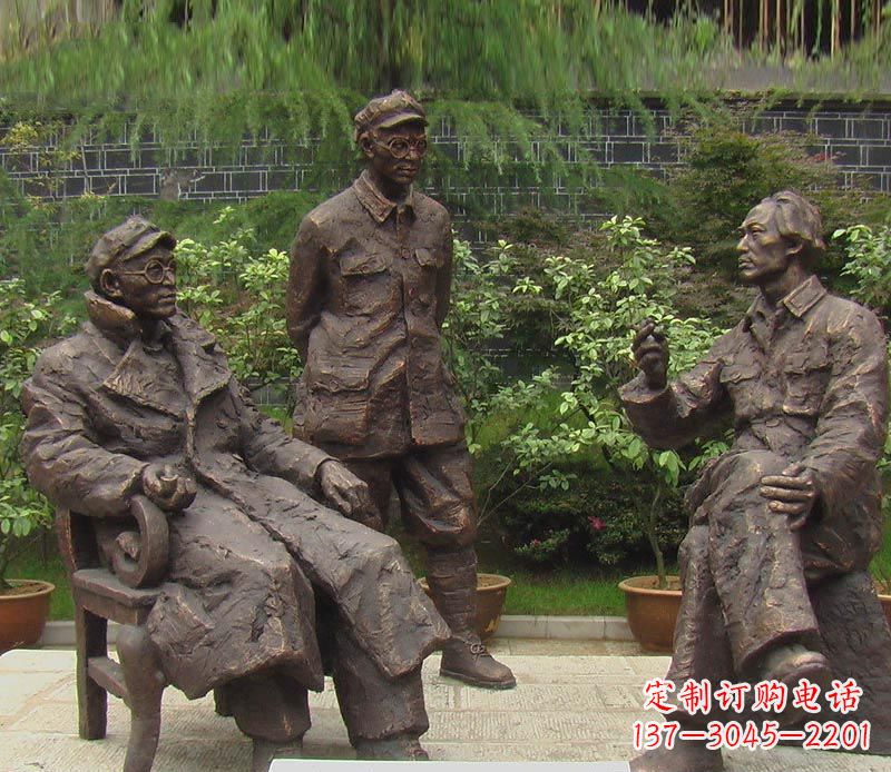 聊城伟人毛泽东刘伯承铜雕
