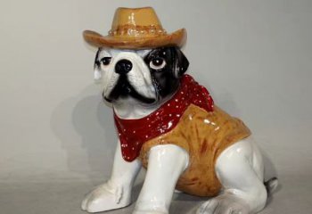 聊城任性可爱的牛仔造型斗牛犬雕塑