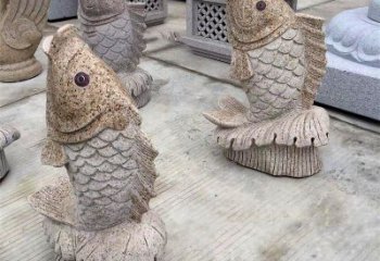 聊城花岗岩石雕-鲤鱼雕塑