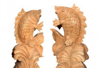 聊城中领雕塑：精美的鲤鱼喷水晚霞红石雕