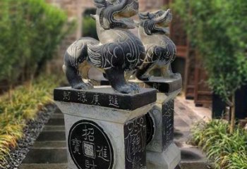 聊城貔貅石雕小区看门雕塑
