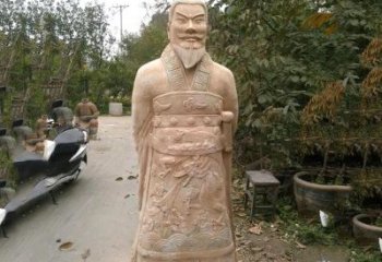聊城中领雕塑：以秦始皇晚霞红石雕像闻名