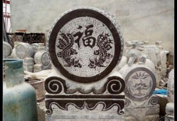 聊城青石凤凰浮雕抱鼓石，精致历久弥新
