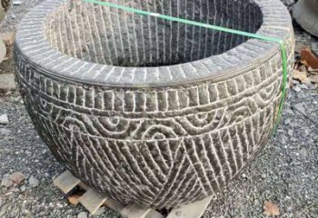 聊城精美青石莲花水缸雕塑