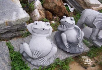 聊城别具一格的青石青蛙喷水雕塑