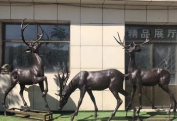 聊城群鹿铜雕塑，艺术精雕细琢