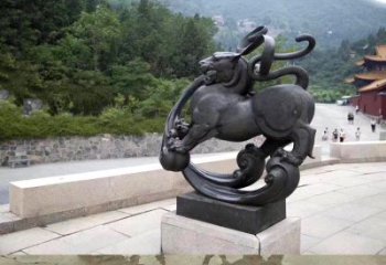 聊城神兽白虎铜雕塑，雕刻出传统中国文化之精髓