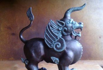 聊城传承中国神兽文化的独角兽铜雕塑
