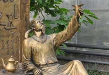 聊城象征文学大师李白的铜雕像