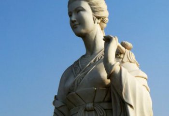 聊城十二花神九月菊花庞苏汉白玉美女雕像