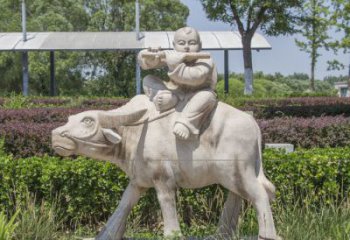 聊城石雕牧童牛雕塑，让传统气息永存