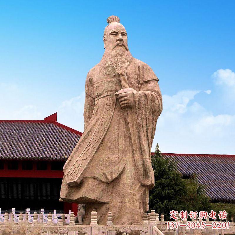 聊城魏武帝曹操砂岩石雕塑像