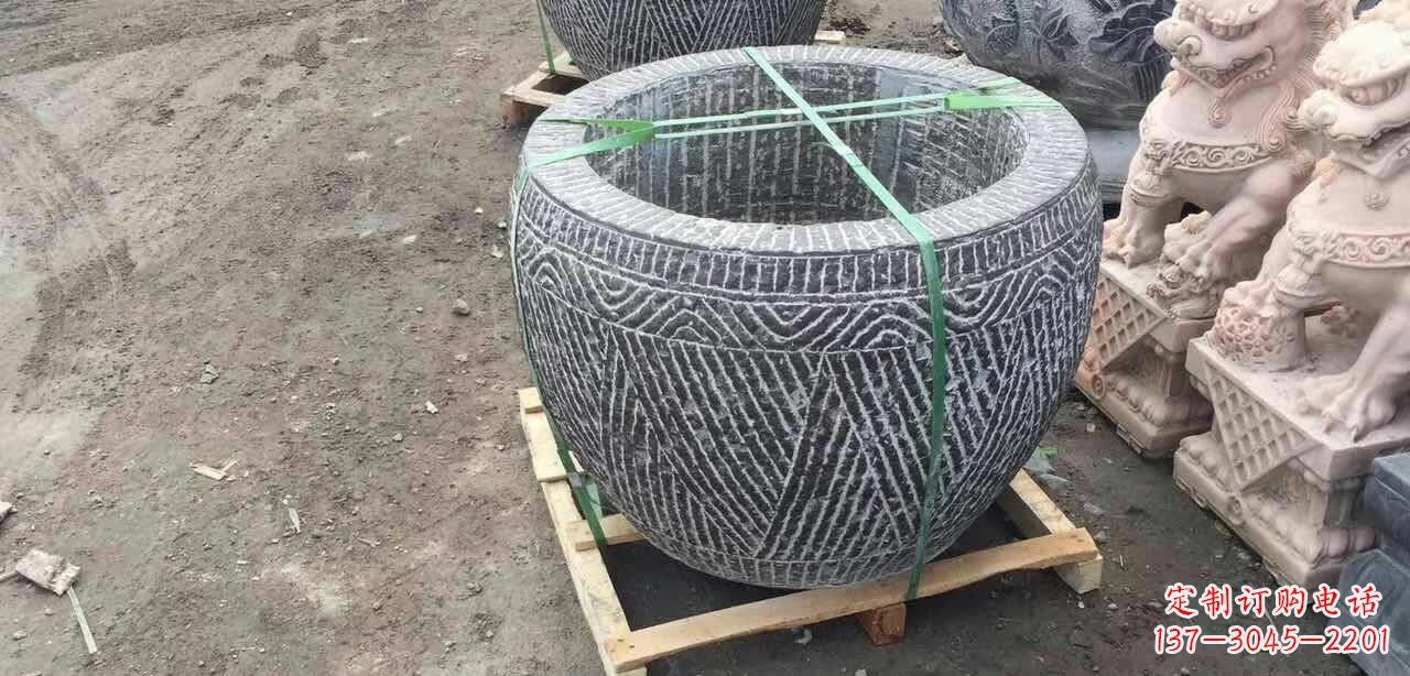 聊城纹理石浮雕水缸