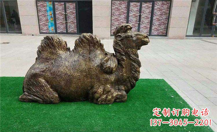 聊城卧着的骆驼动物铜雕