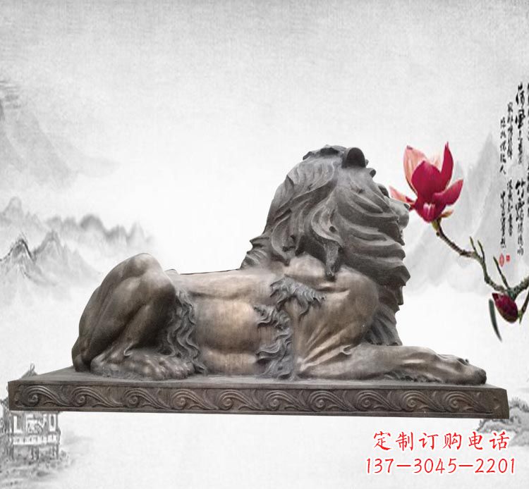 聊城卧着的西洋狮子铜雕