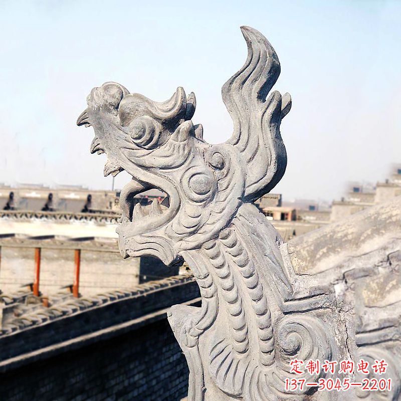 聊城屋脊鸱尾螭吻雕塑-古建装饰神兽动物雕塑