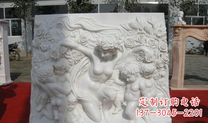 聊城西方女人与孩子汉白玉浮雕