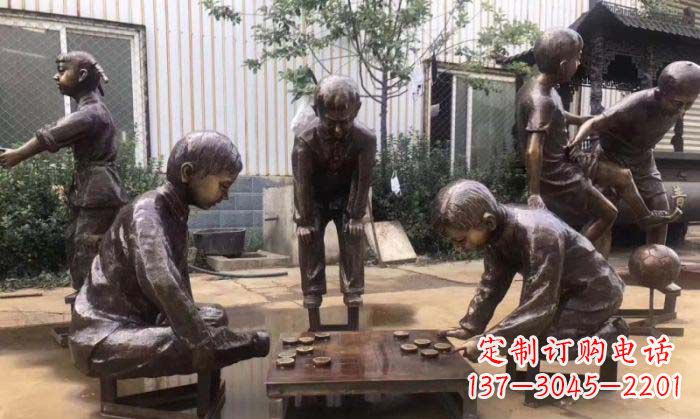 聊城下象棋儿童铜雕 (2)
