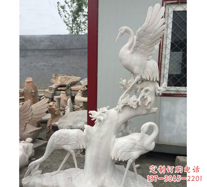 聊城仙鹤松树石雕