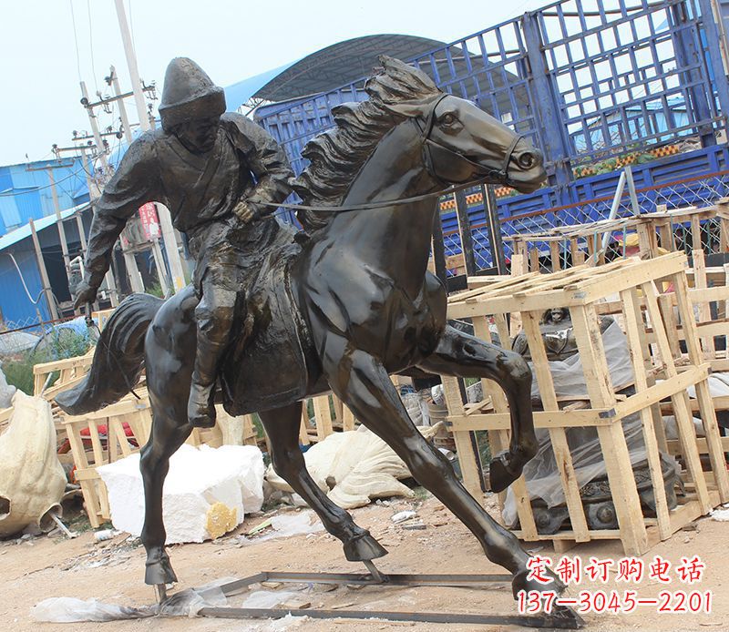 聊城现代骑马人物公园景观铜雕