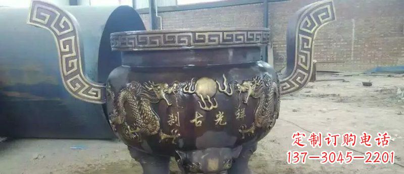 聊城祥光古刹寺庙香炉铜雕