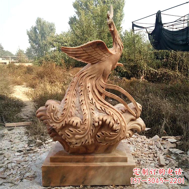 聊城祥瑞凤凰晚霞红石雕