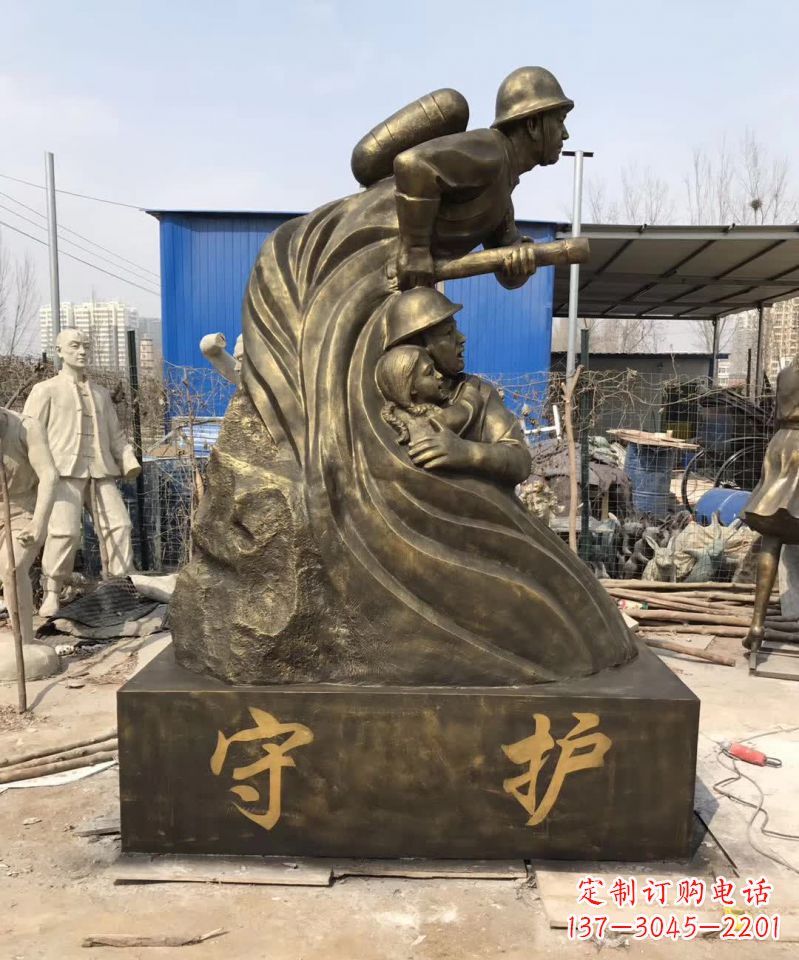 聊城消防员铜雕112