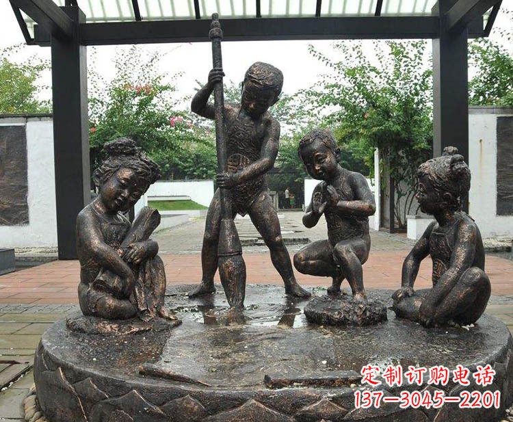 聊城小孩写大字铜雕小品